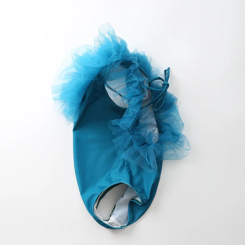 Blue Милый детский кружевной купальник; цельный купальный костюм для девочек; купальный костюм с оборками для маленьких детей; дизайнерский купальный костюм; модная одежда - Цвет: Blue