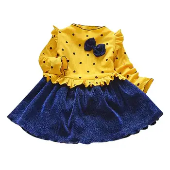

Toddler Infant Baby Girls Knit Princess Polka Dot Party Dress Outfits Girls Spring Autumn Long Sleeve Lovely Dress Clothes
