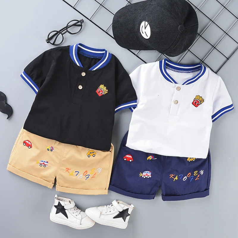Комплекты одежды для маленьких мальчиков летние модные хлопковые топы для новорожденных+ шорты, спортивные костюмы из 2 предметов для маленьких мальчиков, детские костюмы для бега