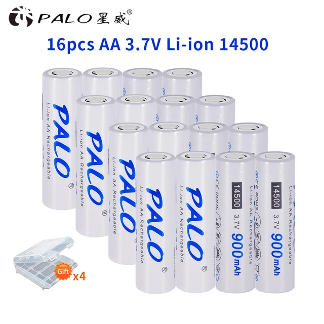 PALO 14500 900mAh 3.7V Li-ion Rechargeable Batteries AA Battery Lithium  Cell for Led Flashlight Headlamps Torch Mouse
