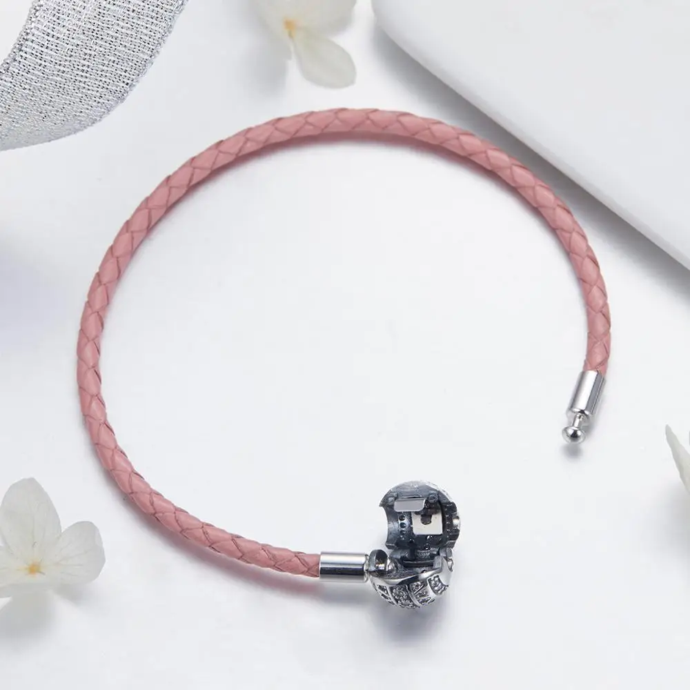 Womak подлинное серебро 925 пробы синие глаза CZ кожаный браслет Pandora браслет очаровательные бусины Стерлинговое Серебро Изготовление ювелирных изделий