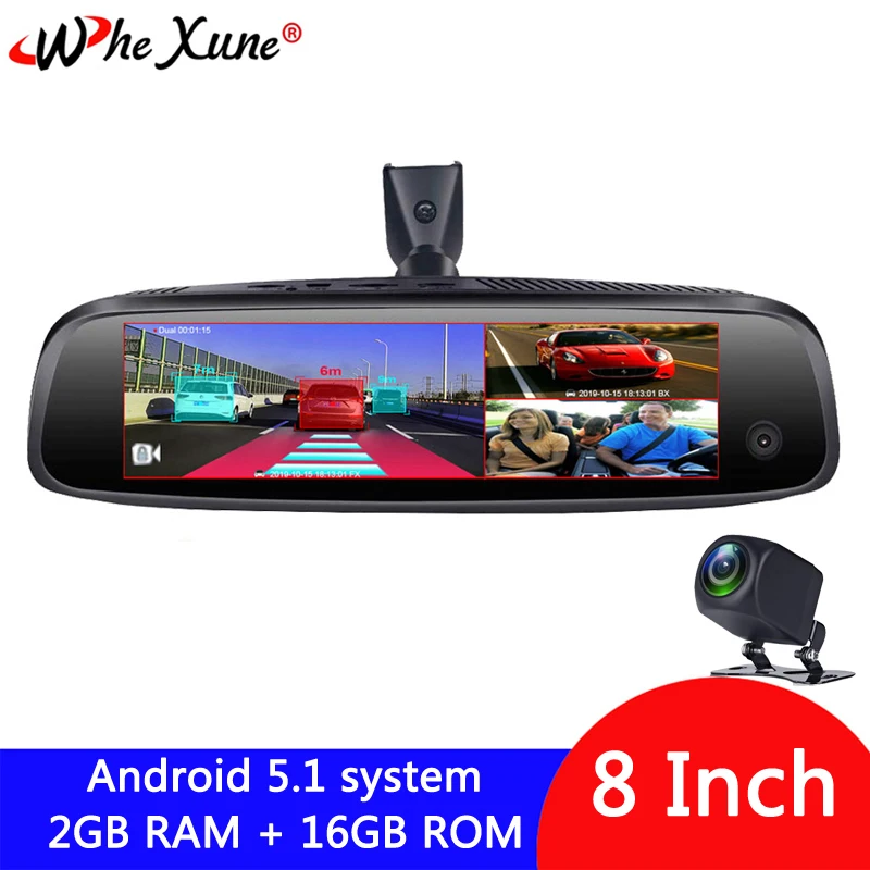 WHEXUNE 3-CH Car DVR ADAS 4G Android 2+32GB Rearview Mirror Full HD 1080P Special Bracket Auto DashCam Camera For Taxi 2019 New
