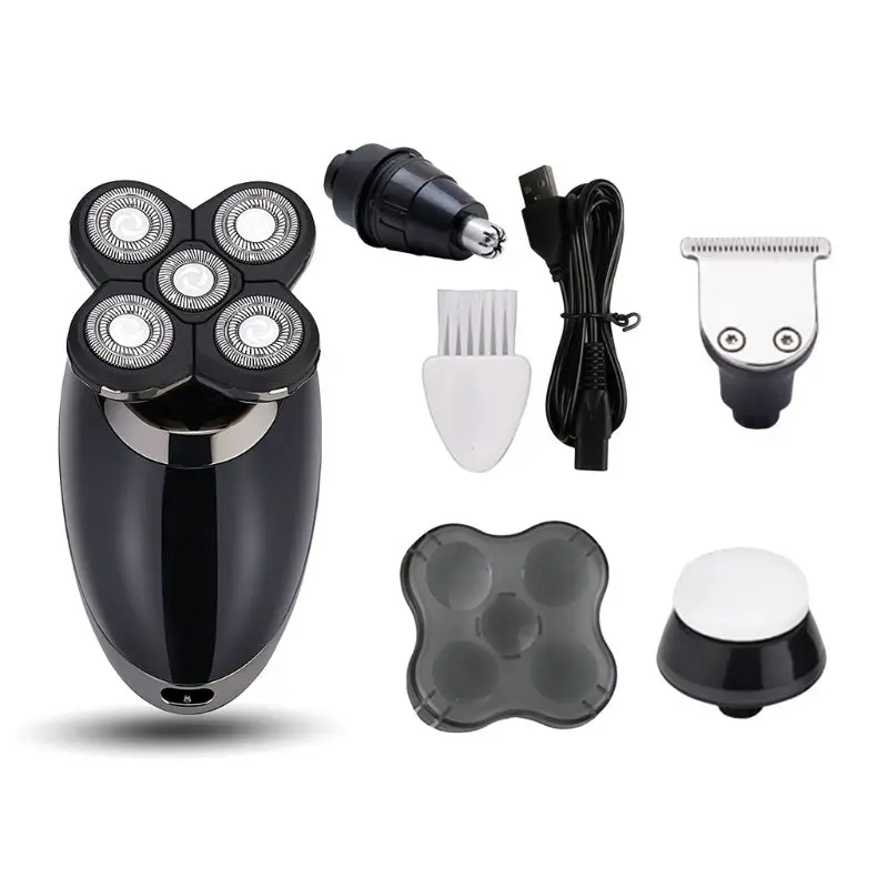 Fashion Men 5-head Electric Shaver USB Rechargeable Waterproof Smart Razor Multi-function Beard Knife