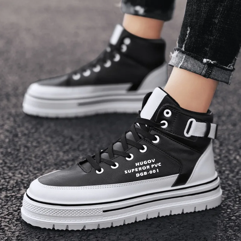 

Online Celebrity High-top Board Shoe Men's 2019 Autumn & Winter New Style Extra High MEN'S SHOES Korean-style White Shoes Studen