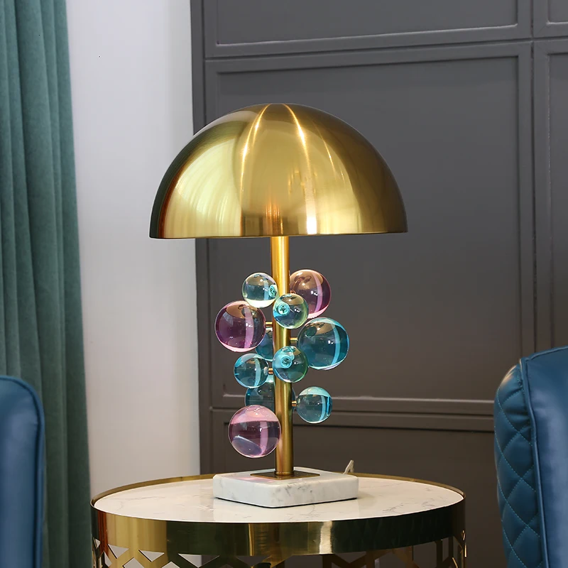 Скандинавский роскошный хрустальный шар, настольная лампа, домашний декор, Настольный светильник, прикроватная тумбочка для спальни, для учебы, отеля, гостиной, отеля, железная настольная лампа, абажур