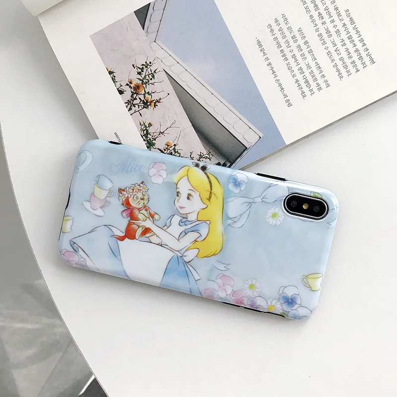 

Cute Disneys Snow White Alice Princess Phone Case For iPhone 6 6S 7 8 Plus X XR XS Max Cases Soft IMD Silicone Back Cover Coque