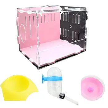 

Small Pet Hamster Habitat Acrylic Pet House Dutch Pig Cage Set Rat Hedgehog Cage With Food Bowl Water Bottle Wheel Pet Supplies