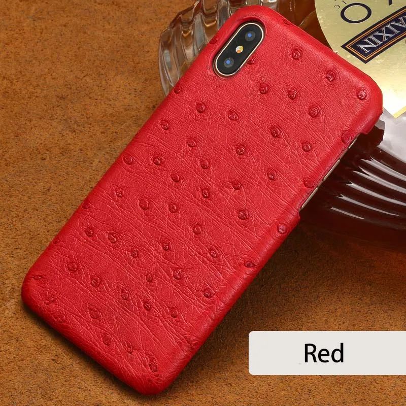 red Роскошный чехол для телефона apple из натуральной кожи страуса для iPhone 11 11 Pro Max X XS Max XR 8 6 6s 7 Plus 8 plus 5S se 5 - Цвет: red