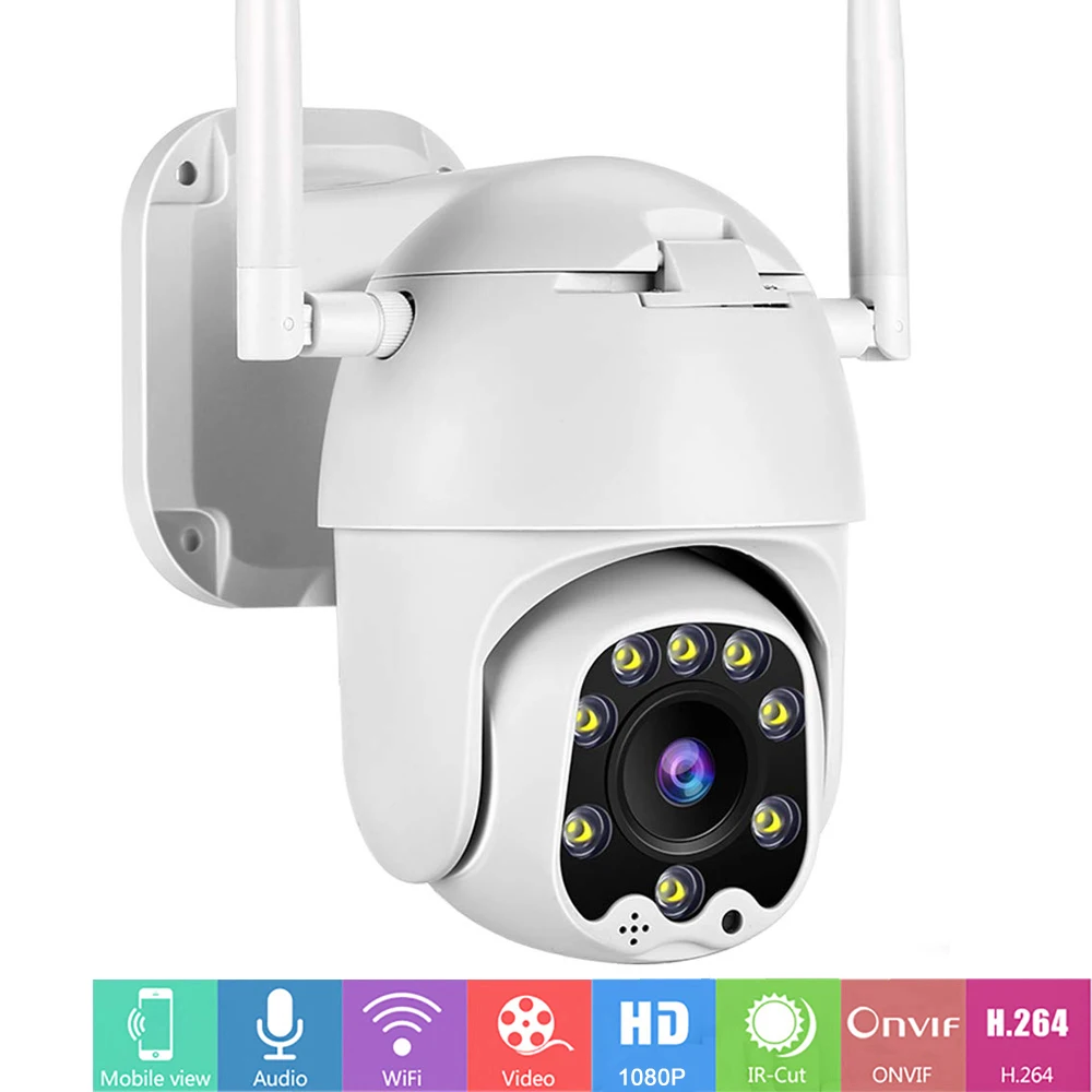 

1080P PTZ Dome Camera Auto Tracking Wireless Wifi IP Camera Speed Dome Pan Tilt 4X Digital Zoom with Two Way Audio SD Card Slot