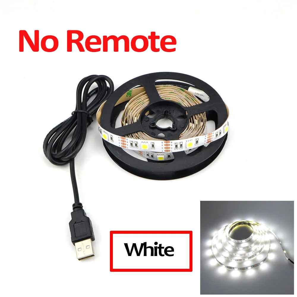 Ambi светильник ТВ СВЕТОДИОДНЫЙ светильник полоса 5050 светодиодный RGB USB Светодиодная лента светильник 5 в теплый белый Диодная лента лампа подсветка светодиодный полоса striscia светодиодный ПК - Испускаемый цвет: White No Remote