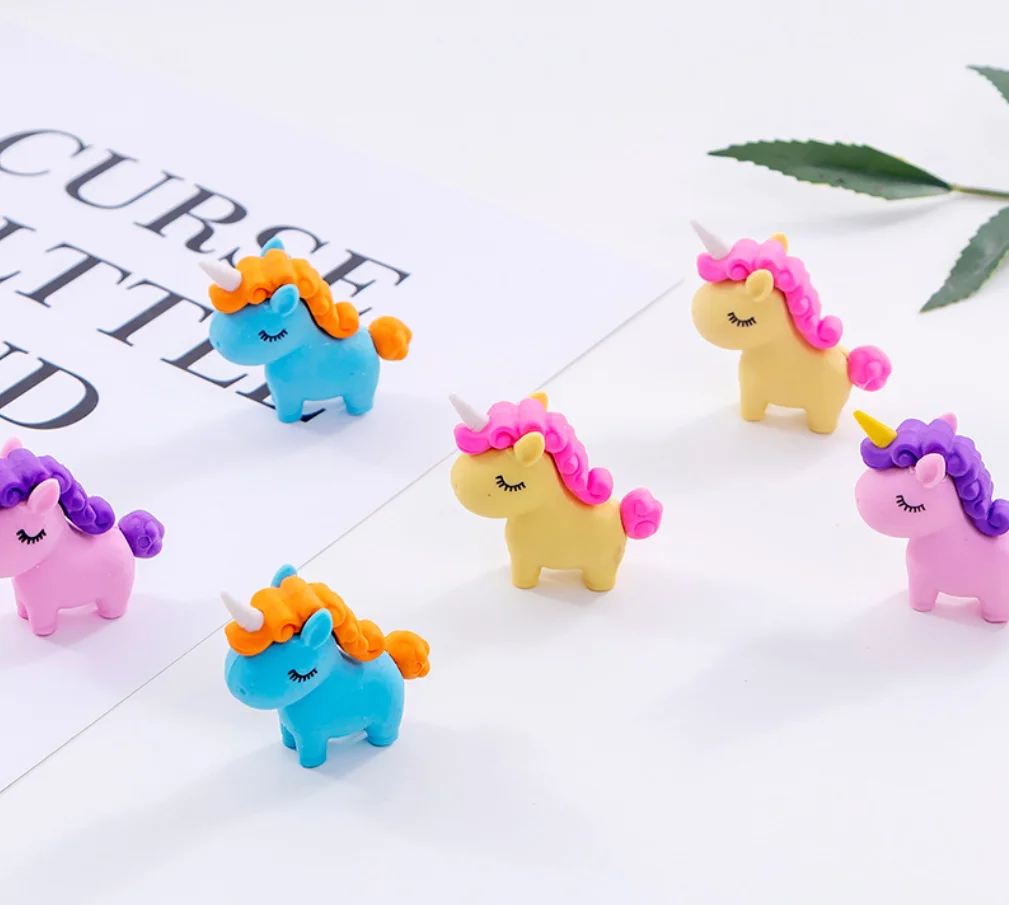2 шт. милый Единорог Пони ластик в виде лошади Набор Kawaii резиновые ластики для