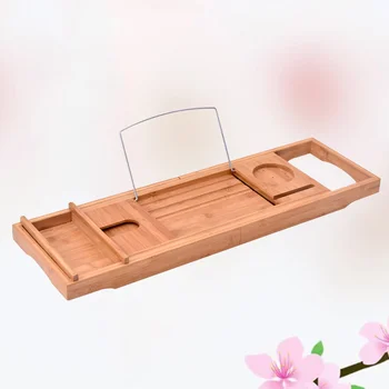 

1 Pc Towel Tray Muti-functional Non-slip Bamboo Bath Tub Organizer Storage Rack Bathroom Rack For Brushes Cosmetics Candles