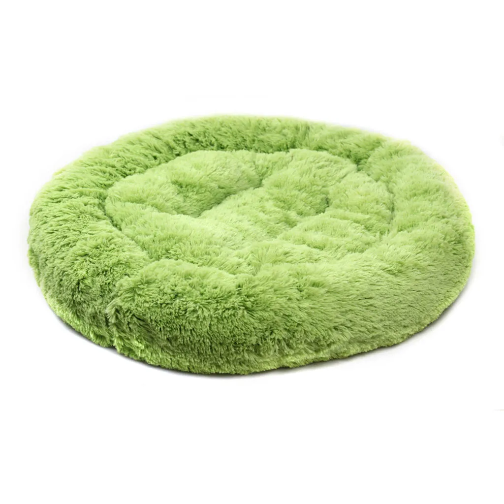 Плюшевая супер мягкая кровать для домашних животных питомник собака круглый кот зимний теплый спальный мешок щенок подушка коврик переносные принадлежности для кошек - Цвет: Green