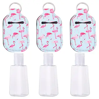 

3 Set 30ml Empty Bottle and Keychain Holder Portable Refillable Hand Sanitizer Bottles and Keychain Carriers