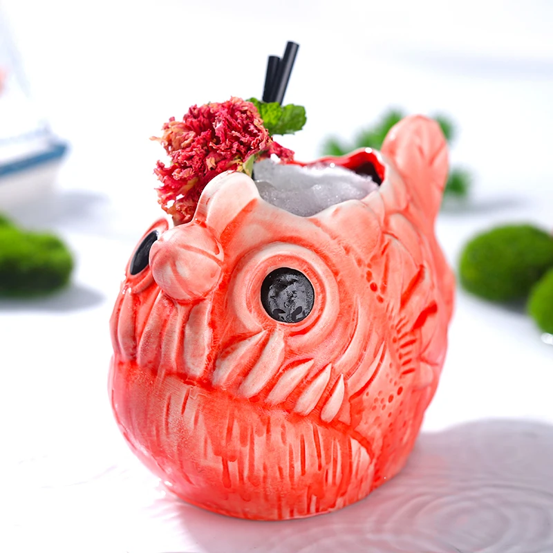 INS Популярные 3D реалистичные пираньи креативные Коктейльные стеклянные бар флюс Led рыба сорбет мороженое чаша Гавайи Tiki забавные очки чашка