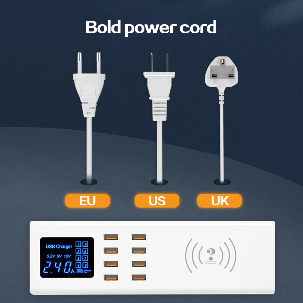 8 портов беспроводной Quick Charge 3,0 цифровой дисплей USB зарядное устройство для Android iPhone адаптер быстрое зарядное устройство для xiaomi huawei samsung