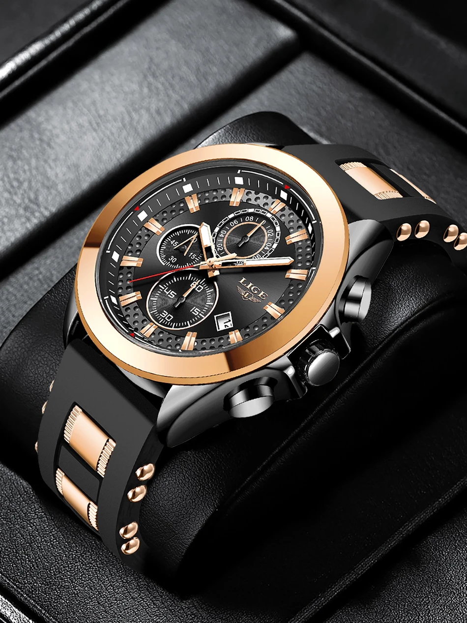 LIGE Sports Mens Watch Top Brand Luxury Waterproof Quartz Wristwatch Military Chronograph Watches for Men Date Clock Watch Man