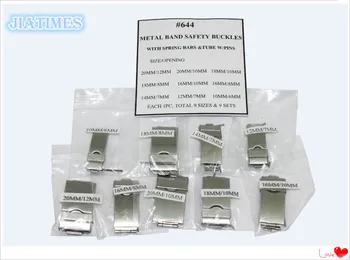 

Assortment of 9 PCs Stainless Steel Safety Buckles for Metal Band with Spring Bars and Tubes