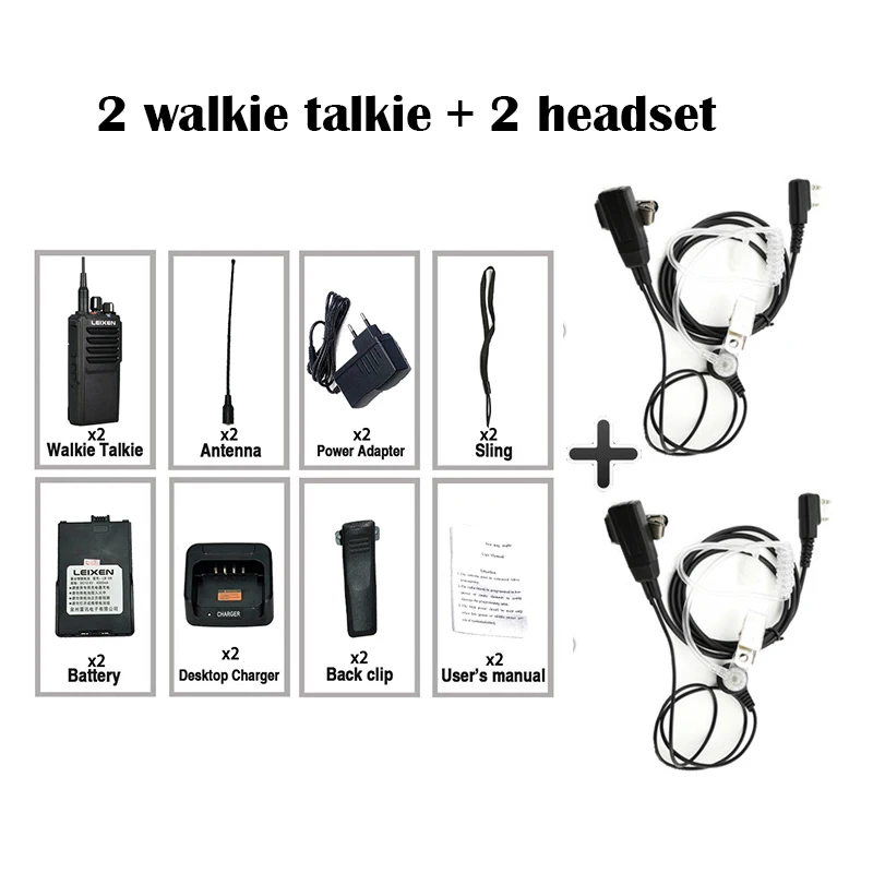 Add 2 smile headset 2 шт LEIXEN VV-25 портативная рация 25 Вт Высокая мощность 16 каналов 4000 мАч большой аккумулятор радио портативная рация большой диапазон baofeng портативная рация - Цвет: Add 2 smile headset