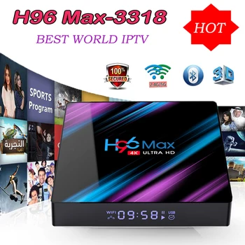 

Android 9.0 Poland IPTV box Smart Set Top TV Box 4G 4K DDR3 USB 3.0 Bluetooth 4.0 H96 MAX iptv spain Mali-450 RK3318 Google Play