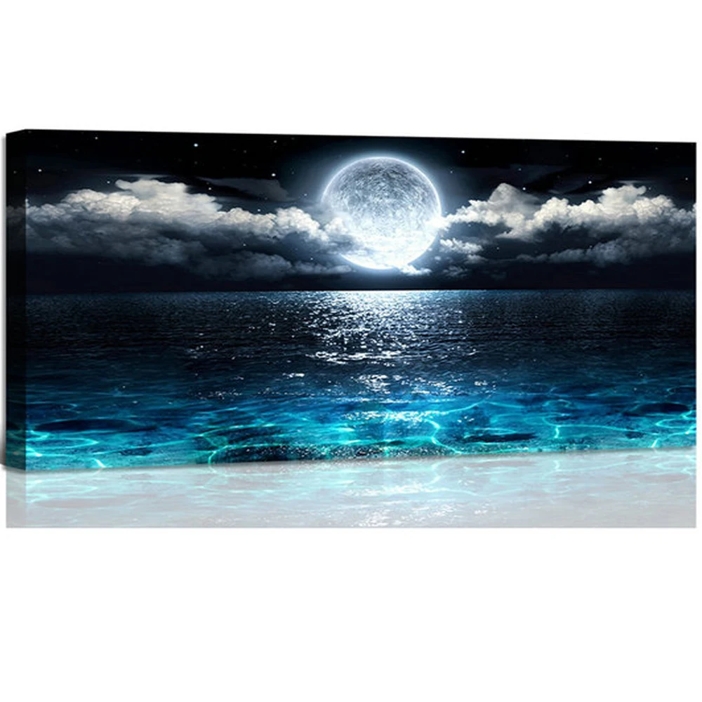large size Diamond embroidery diy Handmade 3d Cross Stitch Moon Seascape full square Round drill landscape Living Room art,