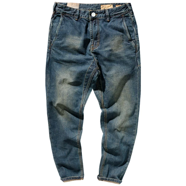 2021 Spring New Heavyweight Jeans Men s Fashion American Casual Washed Old Denim Pencil Pants Men