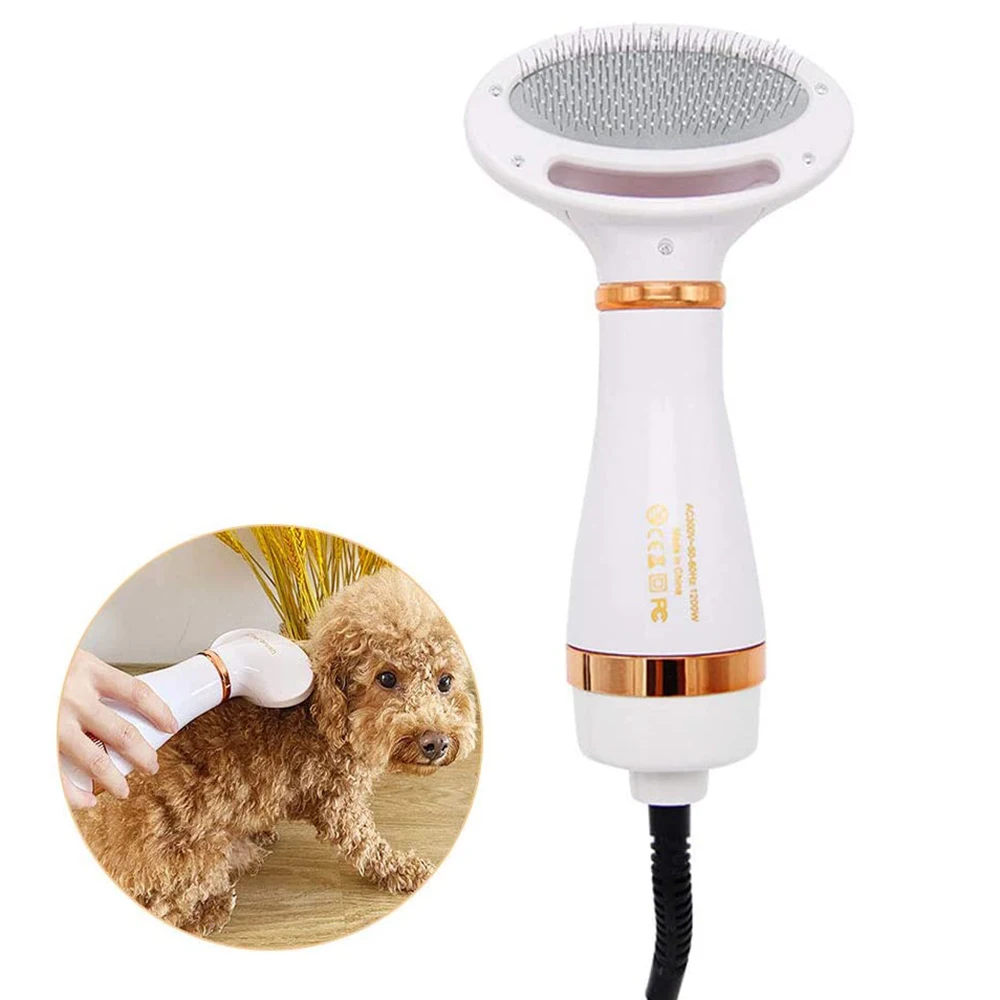 Pet Hair Dryer 2 In 1 Portable Grooming Tool Dog Comb Blower with Slicker Brush Quick-Drying Cat |