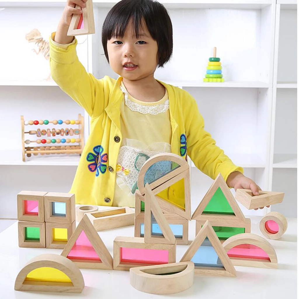 Baby Toy Rainbow Buliding Blocks Wooden Stacking Early Educational Toy Gift