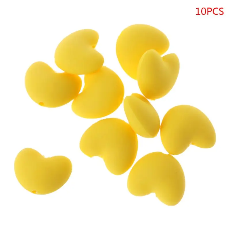 

10 Pcs/Set Food Grade Silicone Beads DIY Tool Baby Pacifier Teether Necklace Heart Shape Teething Massage Bite Safe DXAD