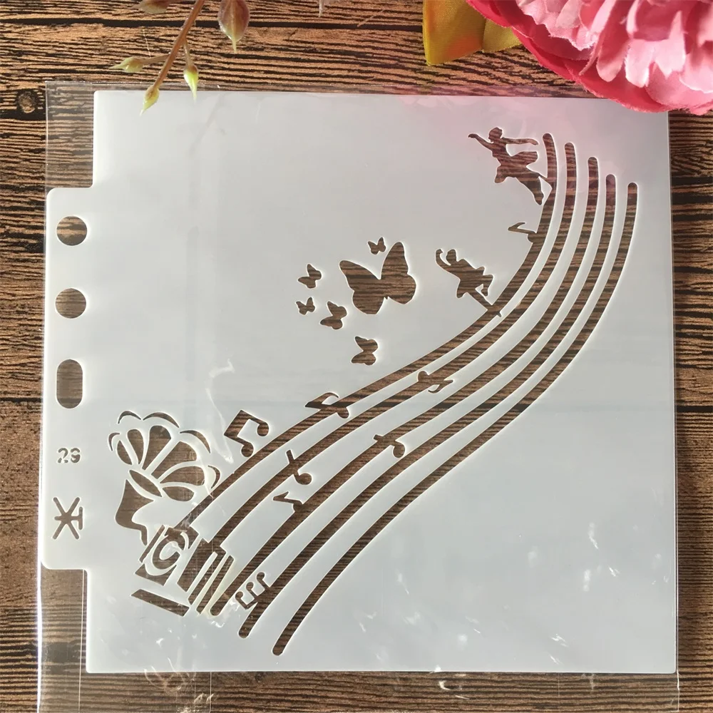 13cm Music Notes Butterfly Ballet DIY Layering Stencils Wall Painting Scrapbook Coloring Embossing Album Decorative Template | Канцтовары