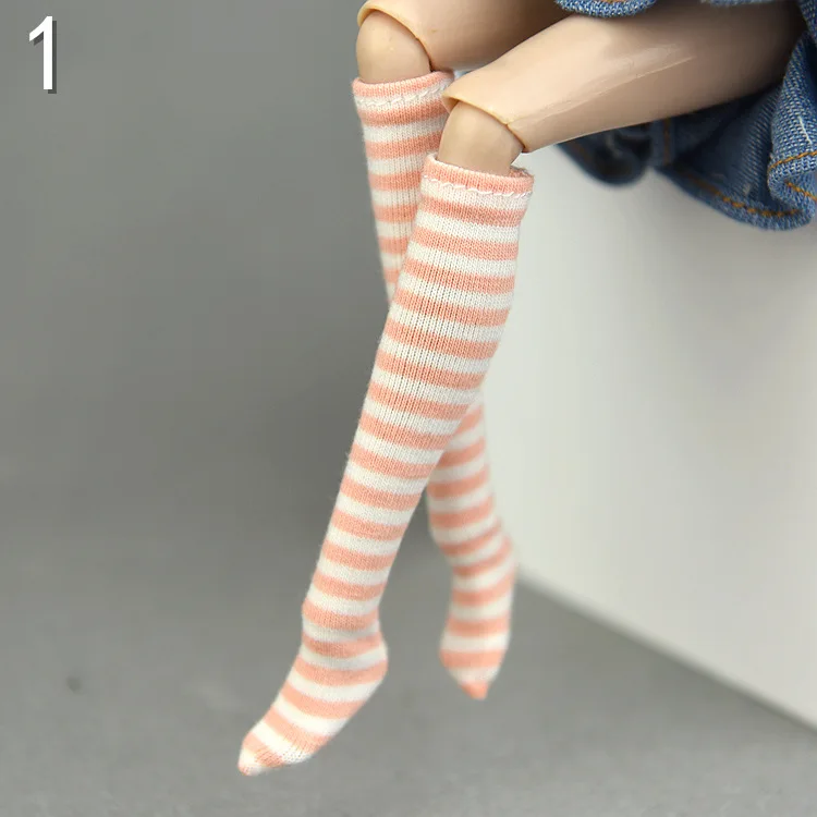1pair Stockings Stripe Socks for Barbie 1/6 for Blyth licca BJD doll Dolls Handmade Clothes Accessories Baby Girls Gift Toys 4