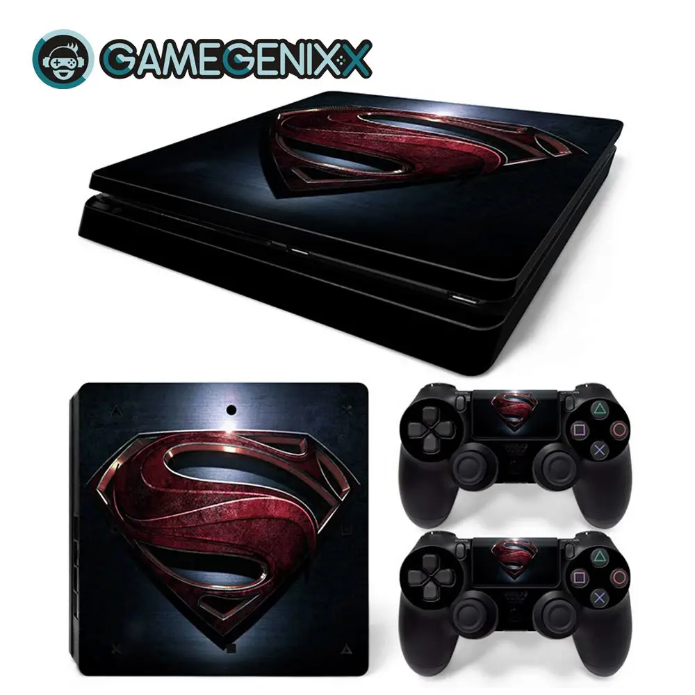 Наклейка на кожу GAMEGENIXX Виниловая наклейка для PS4 Slim Console и 2 контроллера-Супермен