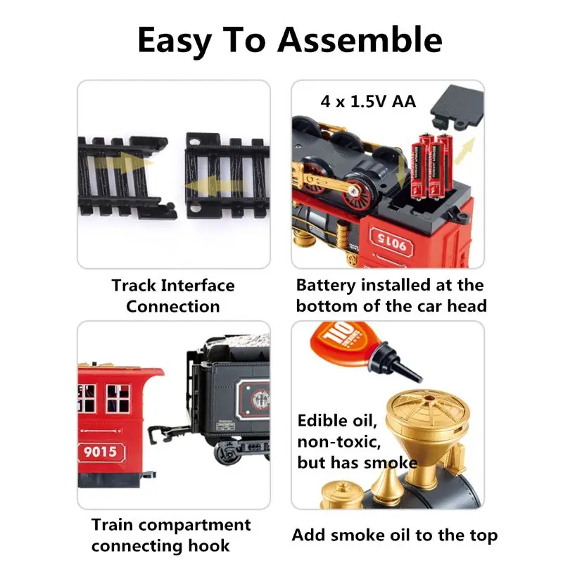 Koop Elektronische Classic Railway Trein Sets w Stoom Locomotief Motor Batterij Operated Play Set Speelgoed Perfect voor Kinderen