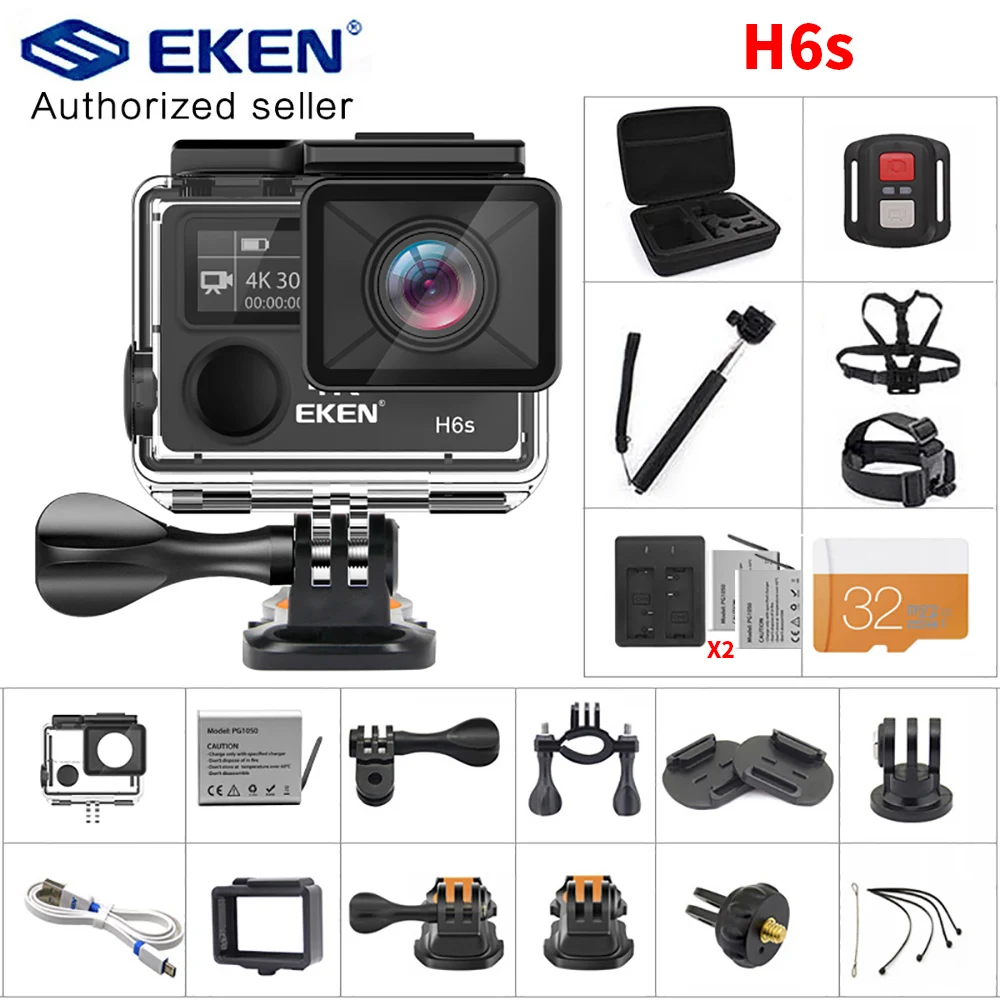  EKEN H6S Action Camera Ultra HD Ambarella A12 chip 4k 30fps 1080p 60fps EIS 30M waterproof Sport Ca