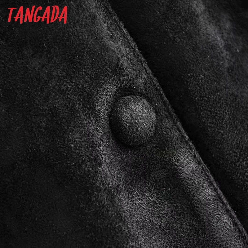 Tangada, Женская куртка из искусственной замши, пальто с поясом, с кисточками, винтажное, с длинным рукавом,, зимнее, женское, винтажное, одноцветное пальто 6P40