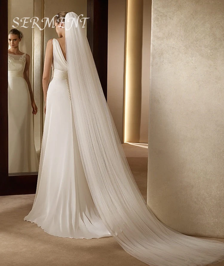 SERMENT Veil благородная 300 см 2-слойная свадебная вуаль белая слоновая кость простая Фата для невесты с гребнем свадебные аксессуары