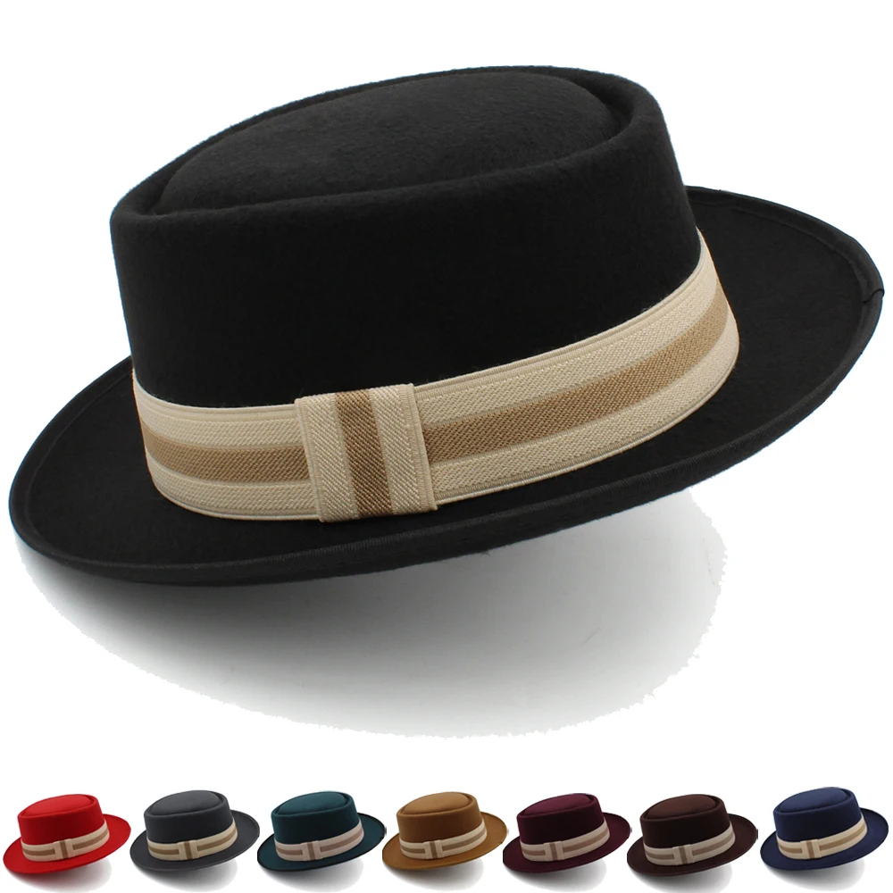 

Men Women Pork Pie Hats Fedora Caps Trilby Sunhat Classical Retro Jazz Party Outdoor Travel Street Style Size US 7 1/4 UK L