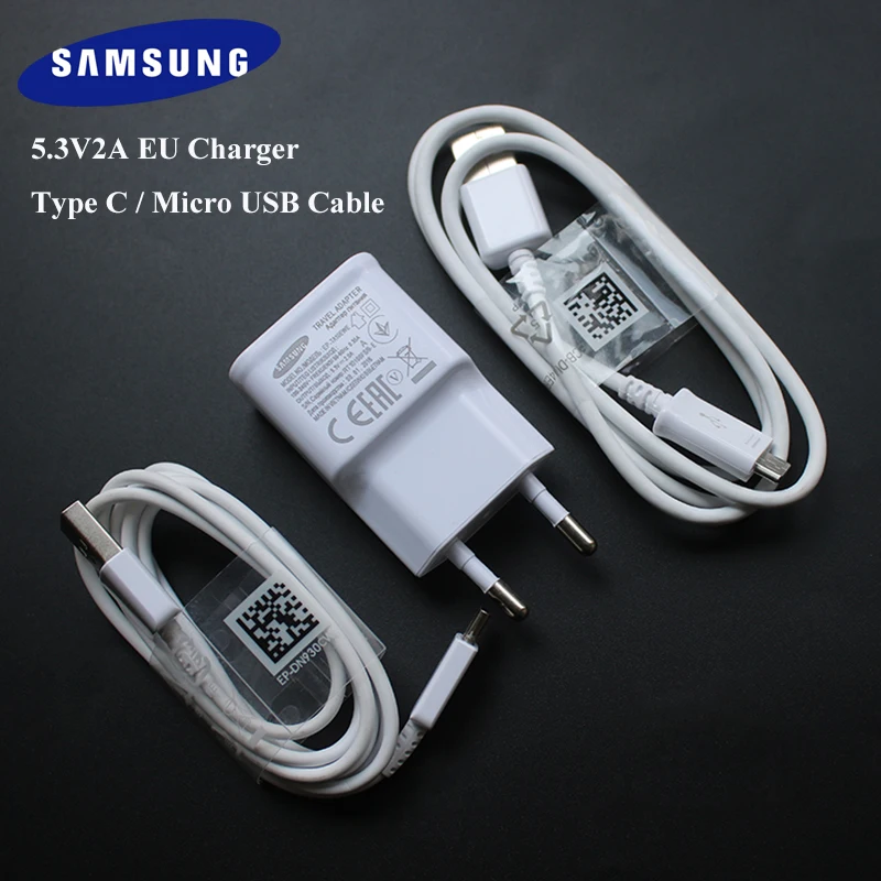 

Samsung Charger Travel Wall Adapter 5.3V 2A Charge Micro USB Type C Data Cable For Galaxy S10 S8 S9 Plus S6 S7 Edge Note 4 5 7 8
