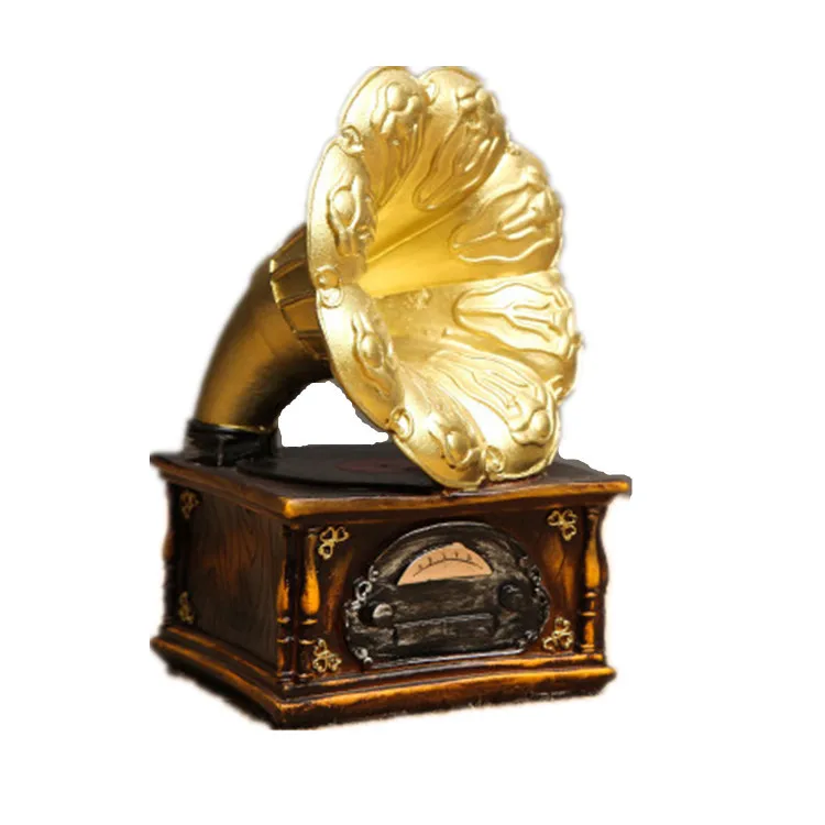 Resin European Retro Recorder Bar Crafts Cafe Gramophone Model Home Decoration Accessories