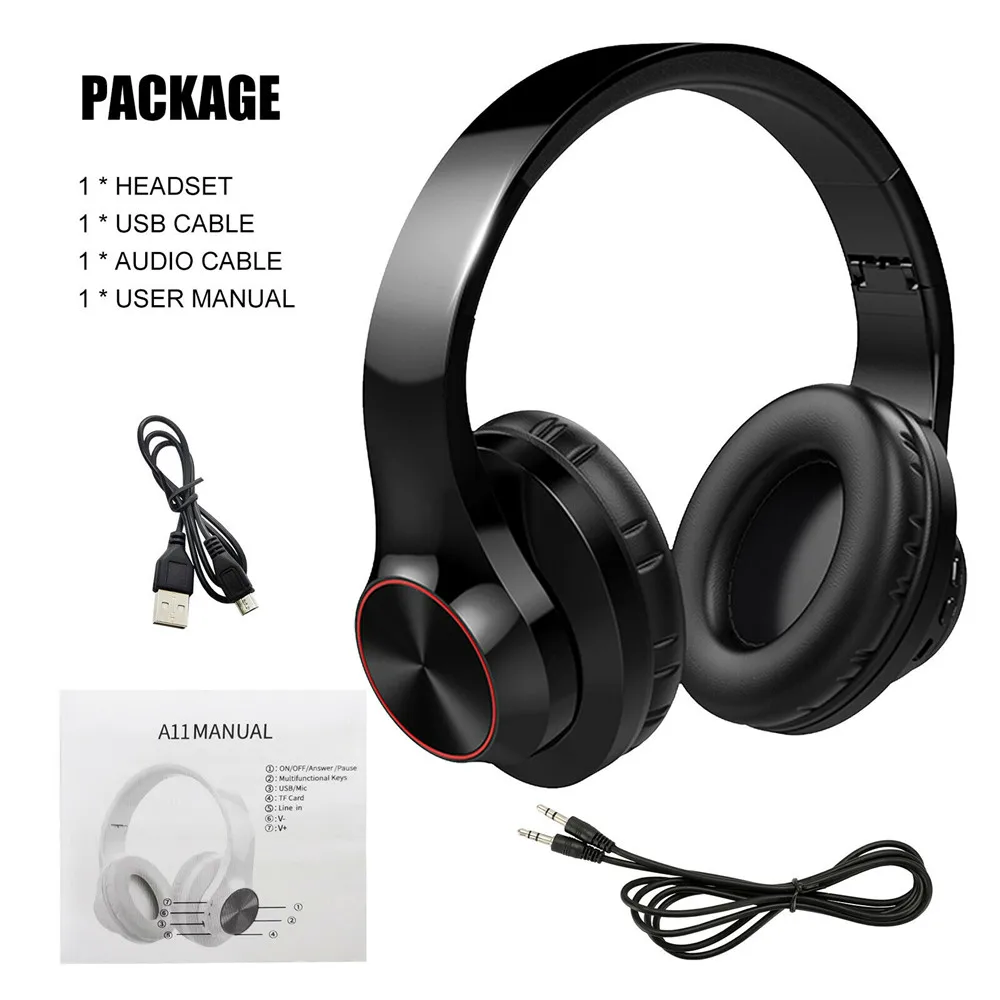 Hifi Stereo Earphones Bluetooth Headphone Music Headset Fm And Support Sd Card With Mic For Mobile Xiaomi Iphone Sumsamg Tablet