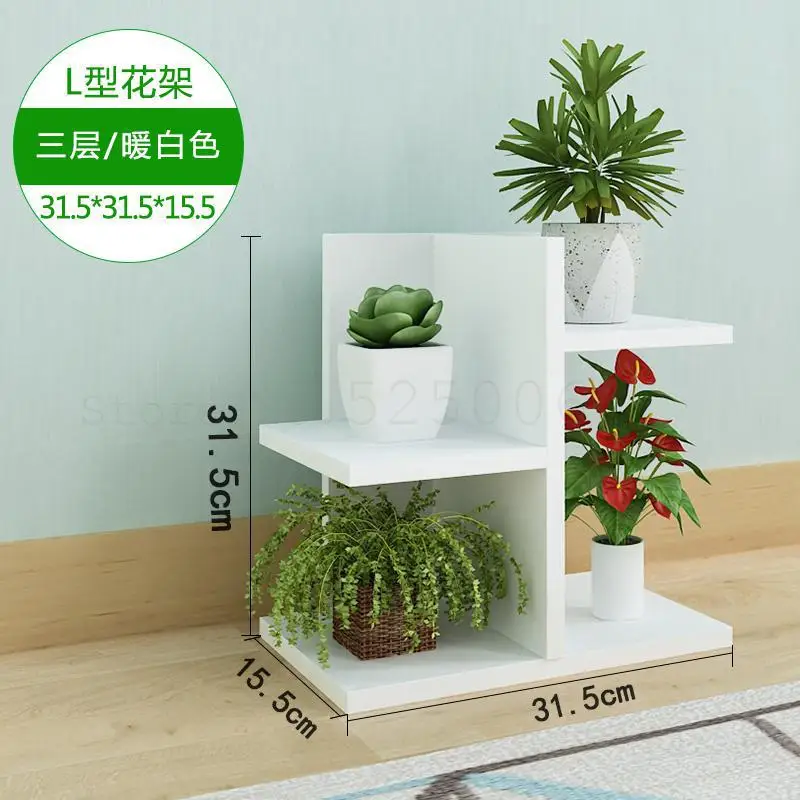 Flower Multilayer Mini Desktop Wooden Balcony, Fleshy Contracted And Contemporary Creative Small Office - Color: Model4