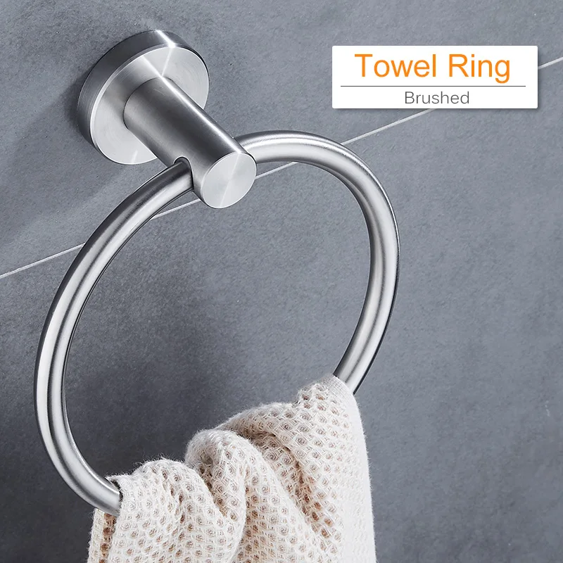 304 Stainless Steel Bathroom Towel Ring Hand Towel Holder Circle Rings Door Hanger Towels Rack Bathroom Hardware Set Wall Mount bathroom towel ring bathroom towel holder