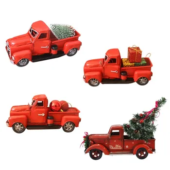 

Small Christmas Gift Table Decoration Vintage Red Truck Mini Felt Christmas Tree Santa Claus Kids Toys New Year Product