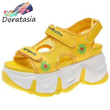 

DORATASIA Lesiure Women Open Toe Velcro Platform Chunky Back Strap Shoes Fashion Sandals Women Flower Punk Sandals