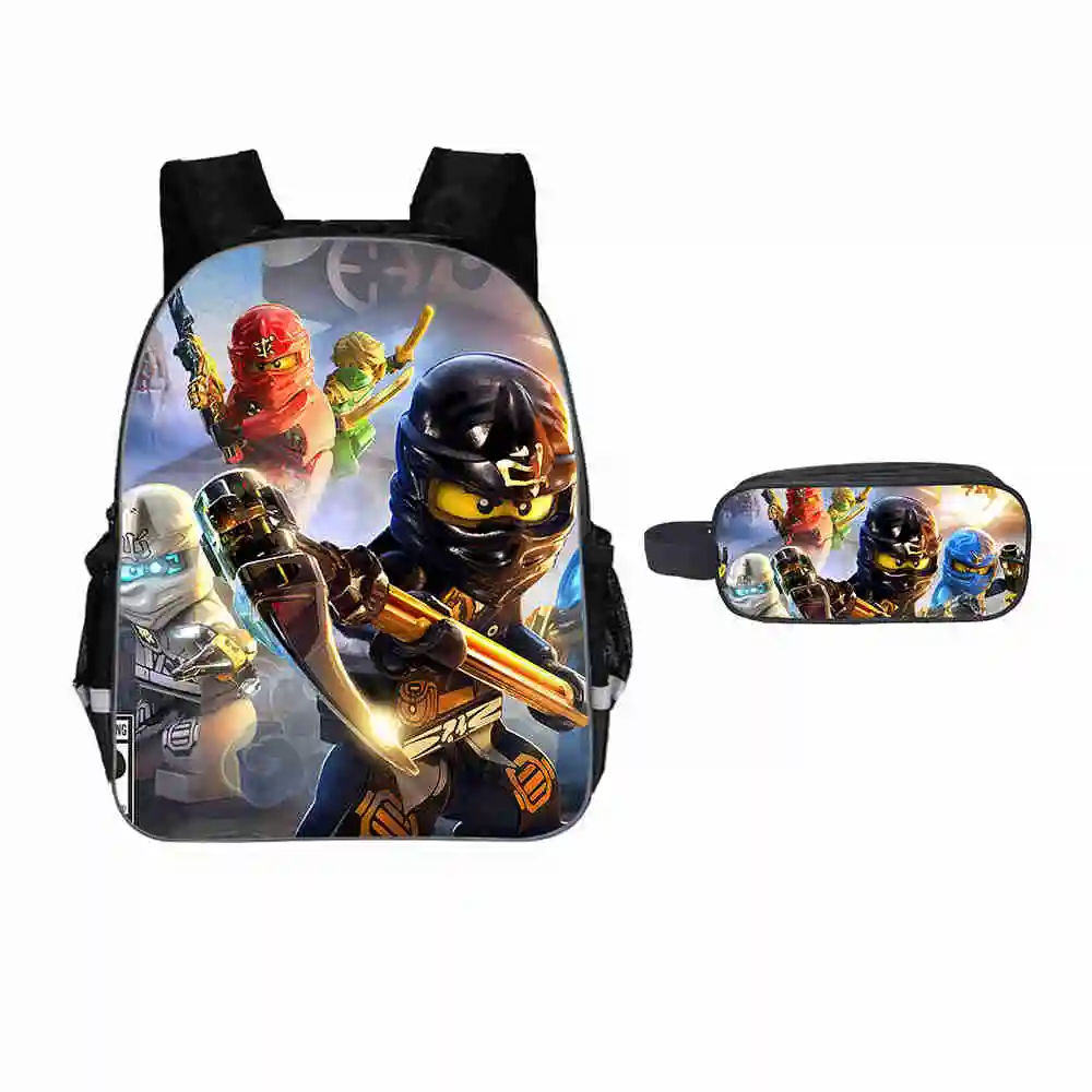 Рюкзак для мальчиков 16 дюймов 3 шт./компл. с 3D-принтом Ninjago водонепроницаемый
