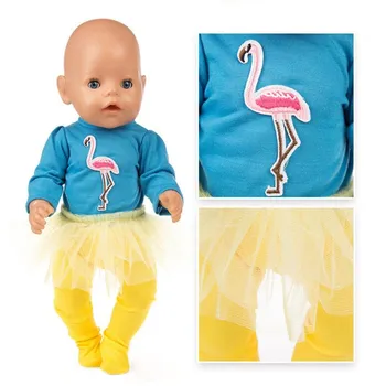 

Fit 18 inch 40-43cm Doll Clothes Born Baby Frog red blue pink flamingo pointed yarn skir Doll Accessories For Baby Birthday Gift
