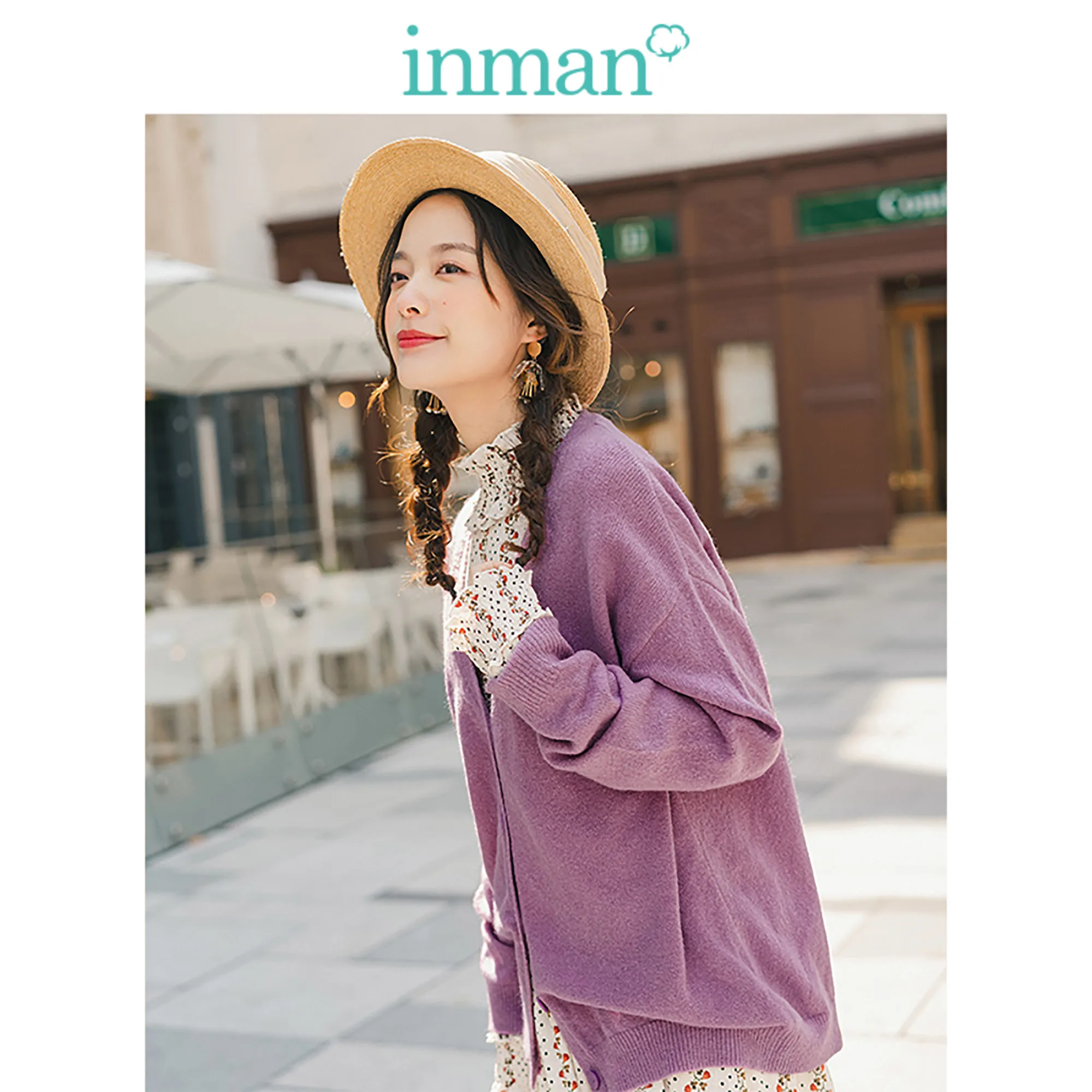 

INMAN 2019 Autumn New Arrival V-neck Solid All Matched Elegant Literary Minimalism Women Cardigan