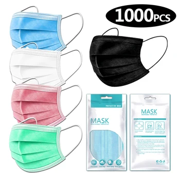

1000pcs wholesale Face Disposable Masks 3 Layers Dust proof Mask Protective Cover Masks Anti-Dust Face Mask