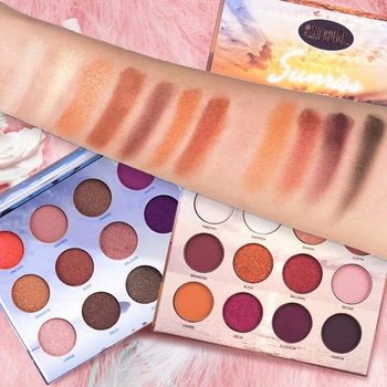 

12 Color Makeup Eye Shadow Pallete Matte Nude Shimmer Waterproof Multi Reflective Pigment Powder Smoky Orange Eyeshadow Palette