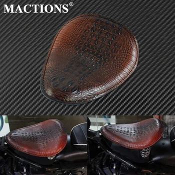 

Brown Alligator Motorcycle Leather Solo Driver Seat For Harley Dyna Touring Road Glide Sportster XL883 Bobber Chopper Custom